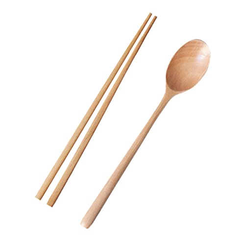ULTECHNOVO Tragbares Holz Essstäbchen Löffel Set Leichtes Japanisches Besteck Kit aus Natürlichem Holz Umweltfreundlich für Camping Reisen Zuhause und Büro Wiederverwendbar Handlich von ULTECHNOVO