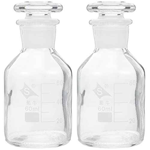 ULTECHNOVO Vase 2 Küchenchemikalien für Chemikalien mit Wildvase Flüssige Wissenschaftliche Flaschenaufsätze Probenglas Breite Aufbewahrung mit Skalierter Medienkapazität Durchsichtige Braunglas von ULTECHNOVO