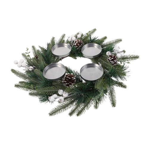 ULTECHNOVO Weihnachtskränze Aus Fichte Mit Zapfen Und Beeren Für Stumpenkerzen Als Adventskerzenringhalter Dekoratives Weihnachtsornament Für Kamin Oder Esstisch von ULTECHNOVO