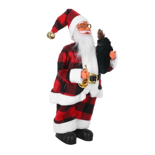 ULTECHNOVO Weihnachtsmann Figur Stehend mit Geschenksack Weihnachtsdekoration für Tisch und Büro Lebendige Weihnachtsfigur mit Rucksack für Festliche Deko Zuhause und Party von ULTECHNOVO