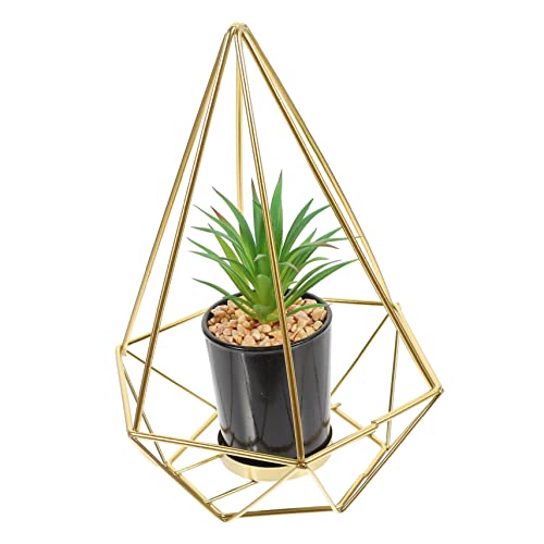 ULTECHNOVO simulierte Topfverzierung Container drinnen Blätter Schreibtisch gefälschte Topfpflanze Bonsai-Figur simulierte grüne Pflanze gefälschte Pflanze Eisen Golden von ULTECHNOVO