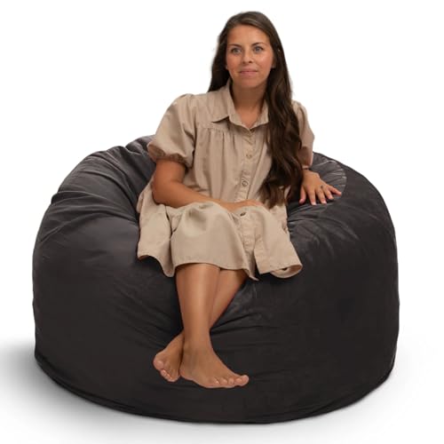 ULTIMATE SACK 1,2 m Sitzsack-Stuhl, Übergroßer Sitzsack-Sessel für Erwachsene, bequemer Stuhl, Sitzsack, Couch, Lounge, Sofa, Loveseat Möbel | graues Wildleder von ULTIMATE SACK