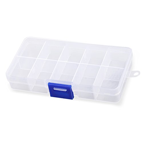 Transparente Organizer-Box aus Kunststoff mit 10 Fächern und verstellbaren Trennwänden, transparente Aufbewahrungsbox für Schmuck, Kunsthandwerk von ULTNICE