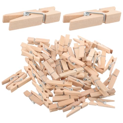 ULTNICE 100 Stück Holzklammern Wäscheklammern mini Dekorativer Klammer Holz Handwerks Foto Clip 3.5 x 1CM von ULTNICE
