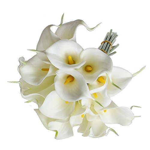 10pcs künstlichen Lilien Blumen in Vase künstliche Blumenstrauß PU Calla Lily Braut Hochzeit Deko von ULTNICE