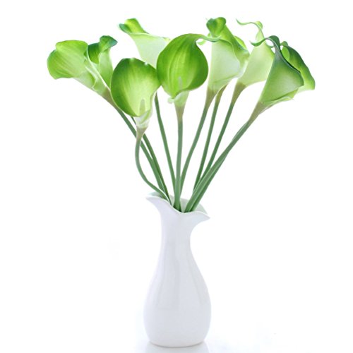 ULTNICE 10pcs lebensechte PU künstliche Calla Lily Blumensträuße für Brautmoden Hochzeit Verlobung Geburtstag Home Decor grün von ULTNICE