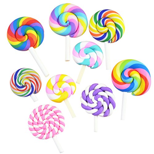 ULTNICE 36Pcs Lutscher Prop Clay Süßigkeiten Verschönerung Rainbow Swirl Lollipop Lolly Random von ULTNICE