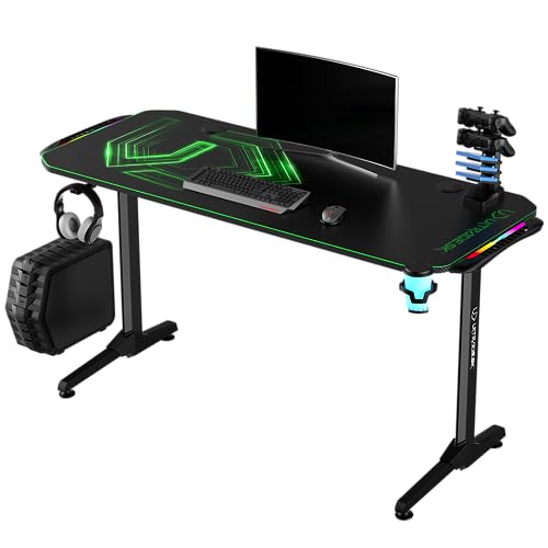 ULTRADESK FRAG V3 LED RGB Computertisch Gaming-Schreibtisch - Gaming Tisch Stahlkonstruktion - Platz für Zwei Monitore - Futuristische Formen - Beinfreiheit und Mehr - Inklusive Zubehör 150x60cm Grün von ULTRADESK