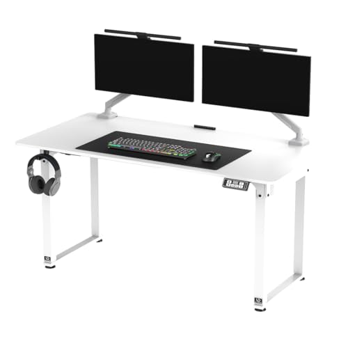 ULTRADESK - Höhenverstellbarer Schreibtisch, Gaming Tisch Stehtisch mit Zubehör - Computertisch bis zu 3 Monitore, Mauspad, Steuerungspanel, Kopfhörerhaken, Kabelclips - 160x75cm, Weiß/Weiß ULTRADESK - Höhenverstellbarer Schreibtisch, Gaming Tisch Stehtisch mit Zubehör - Computertisch bis zu 3 Monitore, Mauspad, Steuerungspanel, Kopfhörerhaken, Kabelclips - 160x75cm, Weiß/Weiß von ULTRADESK