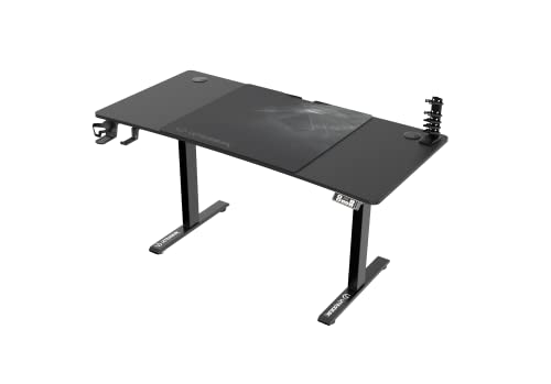 ULTRADESK Level V2 Computertisch Gaming-Schreibtisch und Arbeitstisch mit elektrischer Höhenverstellung | Interner Speicher für 2 Einstellungen | XXL Mauspad | Stahlgestell, Schwarzes Pad, 140x68 cm von ULTRADESK