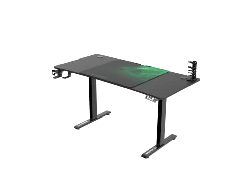 ULTRADESK Level V2 Computertisch Gaming-Schreibtisch - und Arbeitstisch mit elektrischer Höhenverstellung | Interner Speicher für 2 Einstellungen | XXL Mauspad | Stahlgestell, Grünes Pad, 140x68 cm von ULTRADESK