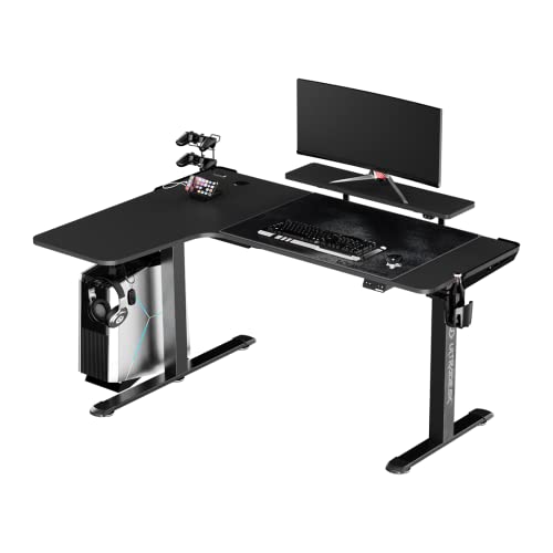 ULTRADESK Winger RGB LED | Gaming Schreibtisch Gaming Tisch L Form | L-förmiger Ecktisch Eckschreibtisch | Höhenverstellbarer Computertisch elektrisch | Schwarz | 155x111x60 cm Links von ULTRADESK