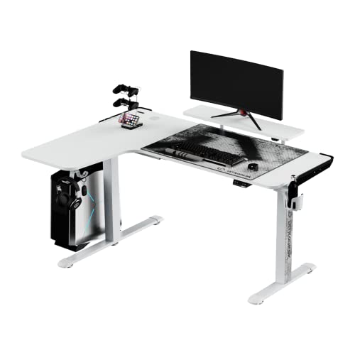 ULTRADESK Winger RGB LED | Gaming Schreibtisch Gaming Tisch L Form | L-förmiger Ecktisch Eckschreibtisch | Höhenverstellbarer Computertisch elektrisch | Weiß | 155x111x60 cm Links von ULTRADESK