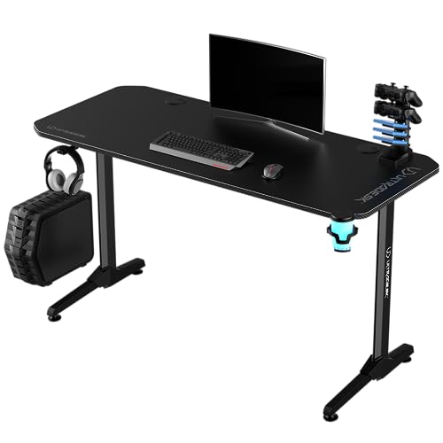 ULTRADESK FRAG V3 Computertisch Gaming-Schreibtisch - Gaming Tisch Stahlkonstruktion - Platz für Zwei Monitore - Futuristische Formen - Beinfreiheit und Mehr - Inklusive Zubehör - 140x60cm - Schwarz von ULTRADESK