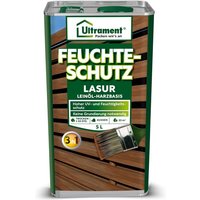 Feuchteschutz-Lasur 3-in-1, nussbaum, Holzschutz, Dünnschichtlasur, Leinöl-Harzbasis, 5 Ltr - Ultrament von ULTRAMENT