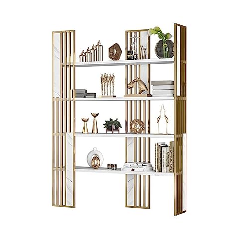 Bücherregal Nordic Bookshelf vom Boden bis zur Decke Bücherregal Rack Schlafzimmer Lagerung Display Rack Moderne Büroparty Dekorative Regal Buchveranstalter(Gold+Black,100 * 30 * 200cm) von ULTRAWAVE