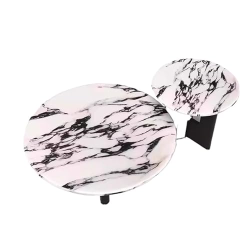 ULTRAWAVE Wohnzimmertisch-Set, minimalistischer Marmor-Teetisch, runder Beistelltisch für Sofa, Teetisch aus Edelstahl, Couchtisch (B) von ULTRAWAVE