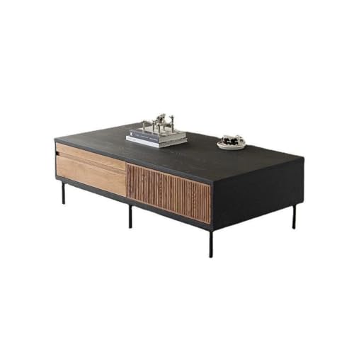 ULTRAWAVE Wohnzimmertische ​​130cm Retro Farbblock Wabi-Sabi Ablagetisch, Haushalts Schwarz Schubladen Teetisch, Wohnzimmermöbel Geeignet für Hotels und Lounges​ Sofatisch(130x70x40cm) von ULTRAWAVE