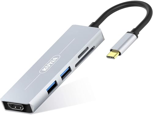 USB C Hub, 5 in 1 Typ C Adapter mit 4K HDMI Ausgang, 2 USB 3.0 Ports, SD und TF Kartenleser, Thunderbolt 3 Hub Adapter Kompatibel mit MacBook Pro/Air iPad Chromebook XPS Samsung Laptop von ULTRICS