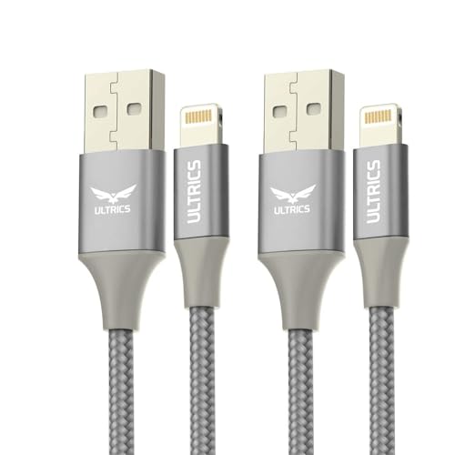 iPhone Kabel 2M (2er Pack), Apple MFi zertifiziertes langes USB A auf Lightning Ladekabel, Nylon geflochtenes Schnellladekabel, Synchronisationskabel, kompatibel mit iPhone 14 13 12 11 Pro Max von ULTRICS