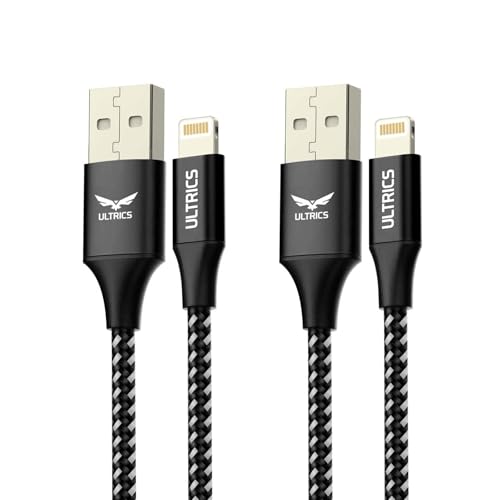 iPhone Kabel 2M (2er Pack), Apple MFi zertifiziertes langes USB A auf Lightning Ladekabel, Nylon geflochtenes Schnellladekabel, Synchronisationskabel, kompatibel mit iPhone 14 13 12 11 Pro Max von ULTRICS