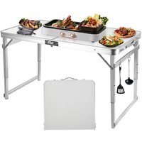 Klappbarer Campingtisch, Ultrixe, Höhenverstellbar, Kleiner Klapptisch, Tragbare Campingtische (120 x 60 x 73 cm) mit Tragegriff für Outdoor, Weiß von ULTRIXE