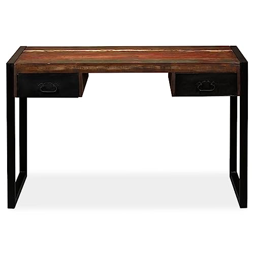 Gaming Schreibtisch Schminktisch Bartisch Study Table - Schreibtisch mit 2 Schubladen Altholz Massiv 120x50x76 cm für Arbeitszimmer Küche Wohnzimmer Jugendzimmer von ULUYYUC