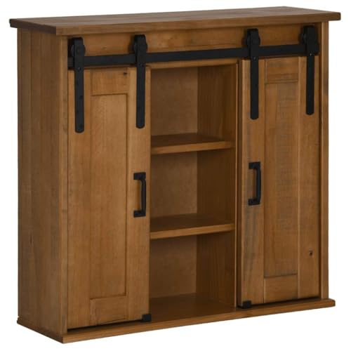 Geschirrschrank Aktenschrank Gartenschrank Beistellschrank Küche - Hängeschrank Halden 2 Schiebetüren 75x22,5x70 cm Kiefer für Bad Wohnzimmer Esszimmer Küche von ULUYYUC