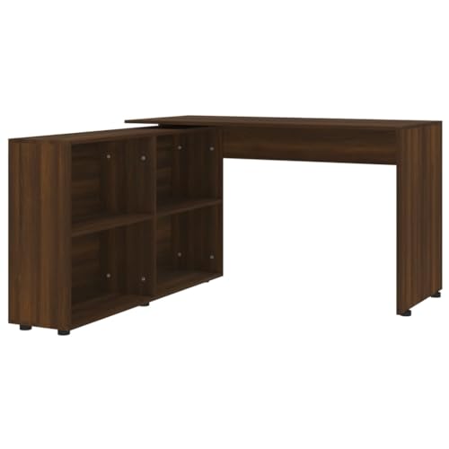 Kleiner Schreibtisch Schminktisch Bartisch Office Desk - Eckschreibtisch Braun Eichen-Optik Holzwerkstoff für Büro Küche Arbeitszimmer Jugendzimmer von ULUYYUC