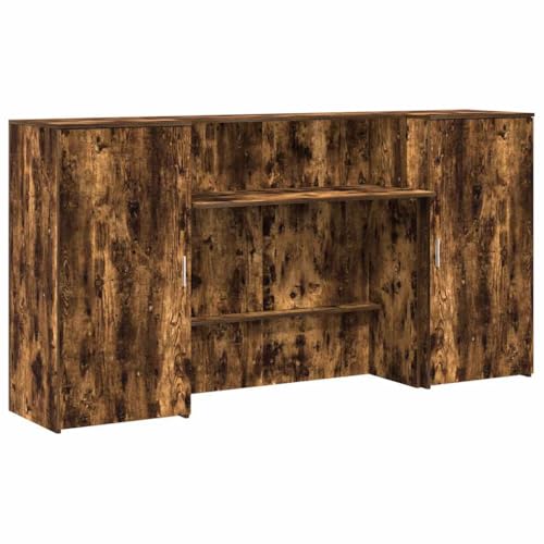 Kleiner Schreibtisch Schreibtische Schminktisch Study Table - Empfangstheke Räuchereiche 200x50x103,5 cm Holzwerkstoff für Arbeitszimmer Büro Küche Balkon von ULUYYUC