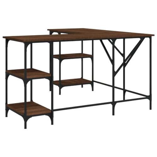 Konferenztisch Schminktisch Couchtisch Study Table - Schreibtisch Braun Eichen-Optik 139x139x75 cm Holzwerkstoff für Wohnzimmer Büro Arbeitszimmer Küche von ULUYYUC