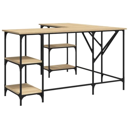 Konferenztisch Schminktisch Couchtisch Study Table - Schreibtisch Sonoma-Eiche 139x139x75 cm Holzwerkstoff für Wohnzimmer Büro Arbeitszimmer Küche von ULUYYUC