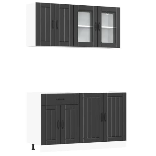 Küchen Organizer Schrank Küchenunterschrank Aktenschrank Mehrzweckschrank - 4-TLG. Küchenschrank-Set Kalmar Schwarz Holzwerkstoff für Bad Küche Werkstatt Hausbar Küchen Organizer Schrank Küchenunterschrank Aktenschrank Mehrzweckschrank - 4-TLG. Küchenschrank-Set Kalmar Schwarz Holzwerkstoff für Bad Küche Werkstatt Hausbar von ULUYYUC