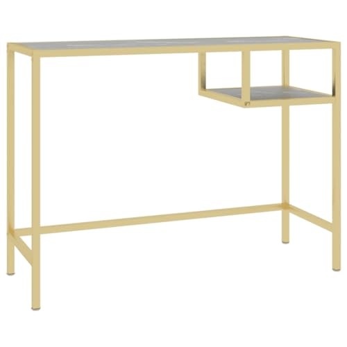 Küchentisch Schreibtische Bartisch Study Table - Computertisch Schwarz Marmor 100x36x74 cm Hartglas für Wohnzimmer Jugendzimmer Küche Büro von ULUYYUC