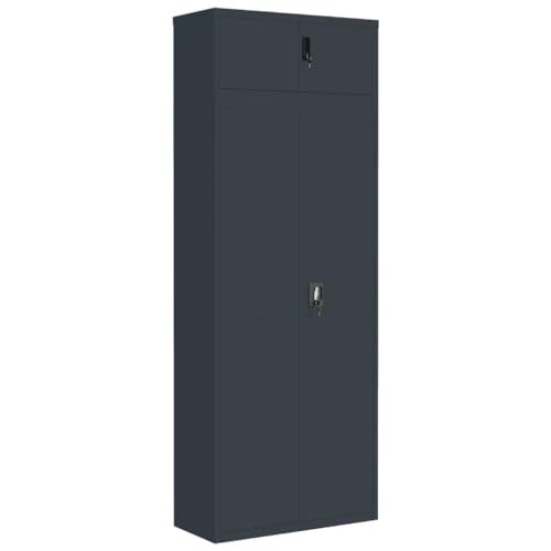 Schließfachschrank Werkzeugschrank Medikamentenschrank Vorratsschrank Küche - Aktenschrank Anthrazit 90x40x240 cm Stahl für Outdoor Büro Balkon Flur von ULUYYUC
