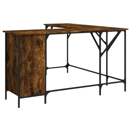Study Table Gaming Tisch Office Desk Wohnzimmertisch - Schreibtisch Räuchereiche 141x141x75 cm Holzwerkstoff für Arbeitszimmer Wohnzimmer Küche Balkon von ULUYYUC