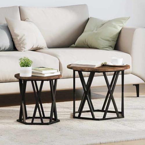 ULUYYUC 2er Set Couchtische Räuchereiche Rund Modern Metallgestell Wohnzimmer Beistelltisch ULUYYUC 2er Set Couchtische Räuchereiche Rund Modern Metallgestell Wohnzimmer Beistelltisch von ULUYYUC