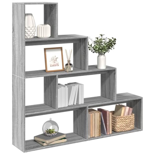 ULUYYUC 4-stufiges Bücherregal mit Raumteiler-Funktion Grau Sonoma 143,5x29x143,5 cm aus Holzwerkstoff – Schmaler Regalschrank für Wohnzimmer Büro mit Treppendesign ULUYYUC 4-stufiges Bücherregal mit Raumteiler-Funktion Grau Sonoma 143,5x29x143,5 cm aus Holzwerkstoff – Schmaler Regalschrank für Wohnzimmer Büro mit Treppendesign von ULUYYUC