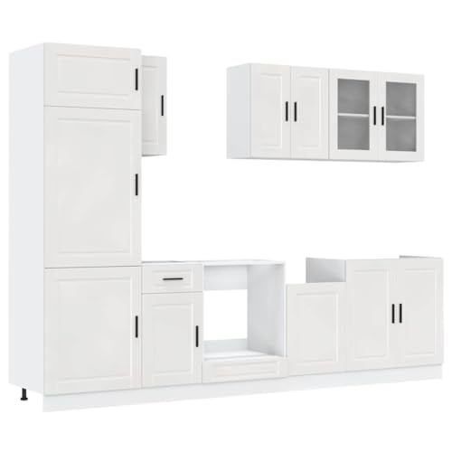 ULUYYUC Allzweckschrank Küchenunterschrank Küchenschränke Sideboard Wohnzimmer - 8-TLG. Küchenschrank-Set Kalmar Hochglanz-Weiß Holzwerkstoff für Werkstatt Esszimmer Küche Arbeitszimmer von ULUYYUC