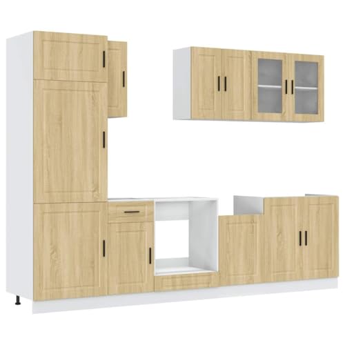 ULUYYUC Allzweckschrank Küchenunterschrank Küchenschränke Sideboard Wohnzimmer - 8-TLG. Küchenschrank-Set Kalmar Sonoma-Eiche Holzwerkstoff für Werkstatt Esszimmer Küche Arbeitszimmer von ULUYYUC
