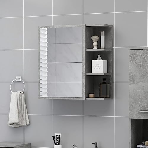ULUYYUC Bad-Spiegelschrank Betongrau 62,5x20,5x64 cm aus Holzwerkstoff und Acryl Moderner Badezimmerschrank mit 5 Fächern Robuste Wandkommode für kleine Bäder und Gäste WC ULUYYUC Bad-Spiegelschrank Betongrau 62,5x20,5x64 cm aus Holzwerkstoff und Acryl Moderner Badezimmerschrank mit 5 Fächern Robuste Wandkommode für kleine Bäder und Gäste WC von ULUYYUC