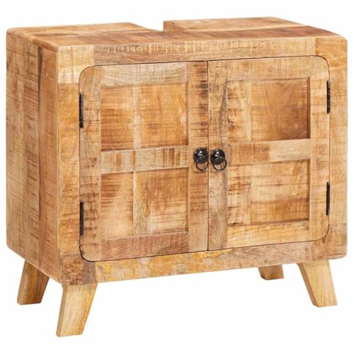 ULUYYUC Badezimmerschrank Braun 60x33x55 cm aus Massiv Mangoholz & Ingenieurholz, kompakter Badschrank mit Knopfgriff & großzügigen Regalen, Modernes Design für kleine & große Badezimmer ULUYYUC Badezimmerschrank Braun 60x33x55 cm aus Massiv Mangoholz & Ingenieurholz, kompakter Badschrank mit Knopfgriff & großzügigen Regalen, Modernes Design für kleine & große Badezimmer von ULUYYUC