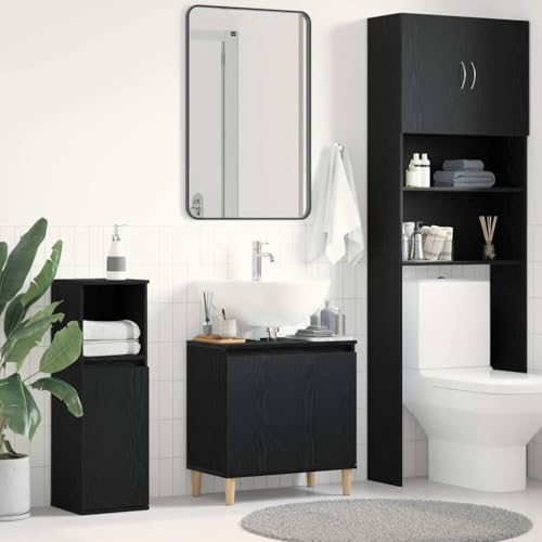 ULUYYUC Badezimmerschrank Schwarz Eiche 58x33x60 cm Badmöbel aus Holzwerkstoff mit 2 Türen Modernes Design Robust und Langlebig für Badezimmer Gäste WC und Flur ULUYYUC Badezimmerschrank Schwarz Eiche 58x33x60 cm Badmöbel aus Holzwerkstoff mit 2 Türen Modernes Design Robust und Langlebig für Badezimmer Gäste WC und Flur von ULUYYUC