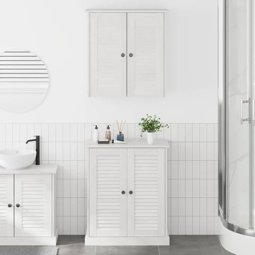 ULUYYUC Badezimmerschrank Set 2er aus massivem Kiefernholz 67,5 x 34 x 80 cm Rustic Braun mit Regal und Tür für kleine Bäder Küche Flur von ULUYYUC