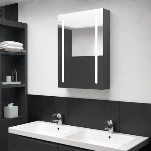 ULUYYUC Badezimmerschrank Waschbecken unterschrank Medizinschrank BadezimmermöbelLED-Bad-Spiegelschrank Grau 50x13x70 cmgeeignet für Bad, Toilette, Schlafzimmer von ULUYYUC