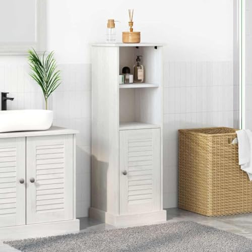 ULUYYUC Badezimmerschrank weiß 37 x 34 x 110 cm Massivholz Kiefer schmal Modernes Design Robust und Langlebig für Badezimmer Gäste WC und Flur von ULUYYUC