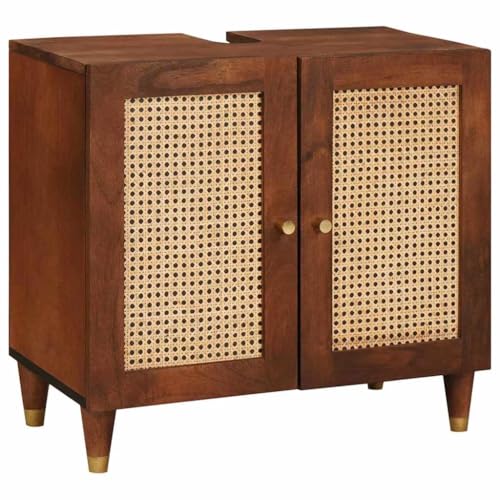 ULUYYUC Badmöbel Waschtischschrank Mangoholz Braun 62x33x58 cm Modernes Design mit Tür und Regal platzsparend für kleines Badezimmer Gäste WC ULUYYUC Badmöbel Waschtischschrank Mangoholz Braun 62x33x58 cm Modernes Design mit Tür und Regal platzsparend für kleines Badezimmer Gäste WC von ULUYYUC