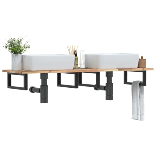 ULUYYUC Badregal Akazienholz 140 x 40 cm schwebend mit Stahl Wandboard modern und Robust für Badezimmer Flur und Küche ULUYYUC Badregal Akazienholz 140 x 40 cm schwebend mit Stahl Wandboard modern und Robust für Badezimmer Flur und Küche von ULUYYUC