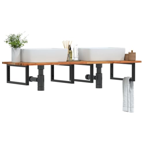 ULUYYUC Badregal Wand Waschbecken 160 cm Akazienholz Stahl Schwarz Moderne Ablage mit Handtuchhalter Platzsparend für Badezimmer WC und Küche ULUYYUC Badregal Wand Waschbecken 160 cm Akazienholz Stahl Schwarz Moderne Ablage mit Handtuchhalter Platzsparend für Badezimmer WC und Küche von ULUYYUC