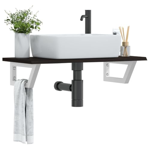 ULUYYUC Badregal mit Waschtischplatte Eiche 80 x 40 cm und Stahlträgern Modernes Schweberegal Dunkelbraun und Weiß Platzsparendes Badschrank Design für Badezimmer Gäste WC und Flur ULUYYUC Badregal mit Waschtischplatte Eiche 80 x 40 cm und Stahlträgern Modernes Schweberegal Dunkelbraun und Weiß Platzsparendes Badschrank Design für Badezimmer Gäste WC und Flur von ULUYYUC